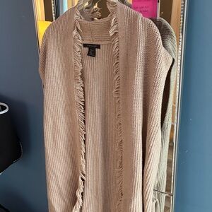 Women's XL Sleeveless Open-Front Cardigan - Beige